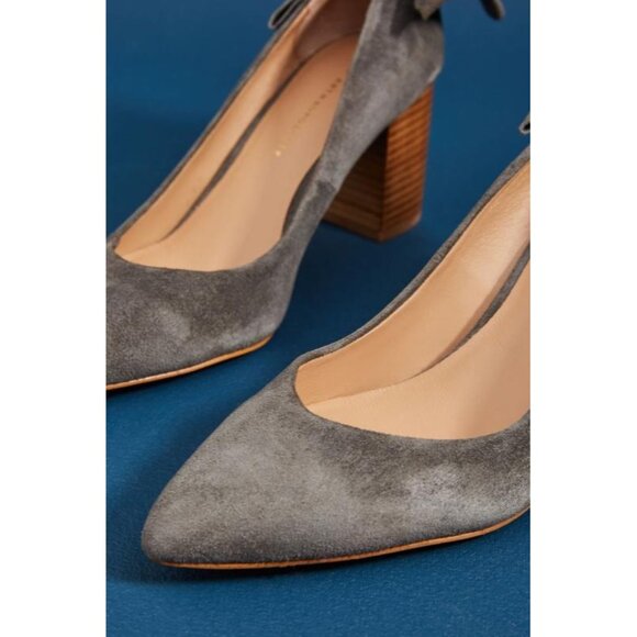 Anthropologie Bow-Tied Pumps Heels In Gray 7.5 - Picture 3 of 14